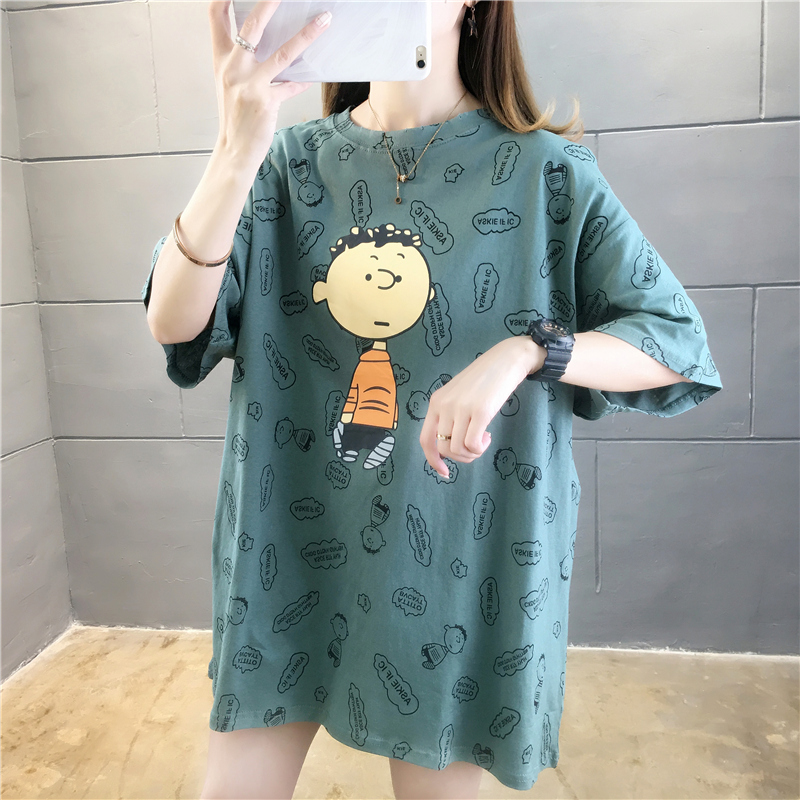 宽大短袖t恤 女版t恤夏天上衣服土裇休闲宽松长衫百搭女装大款乔箐