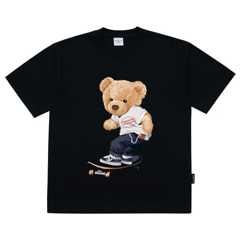 韩国潮牌acme de la vie adlv小熊t恤甜甜圈屁桃宽松纯棉短袖网红同款