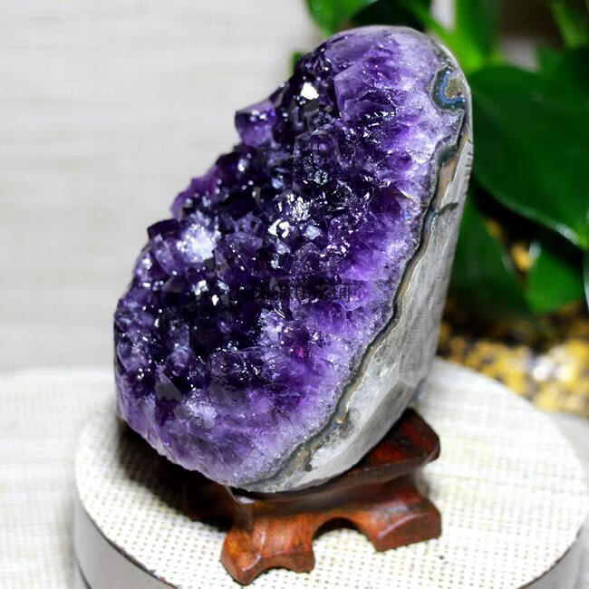 冰珂晶石紫晶洞摆件天然紫水晶洞原石消磁聚宝盆乌拉圭水晶簇水晶玛瑙