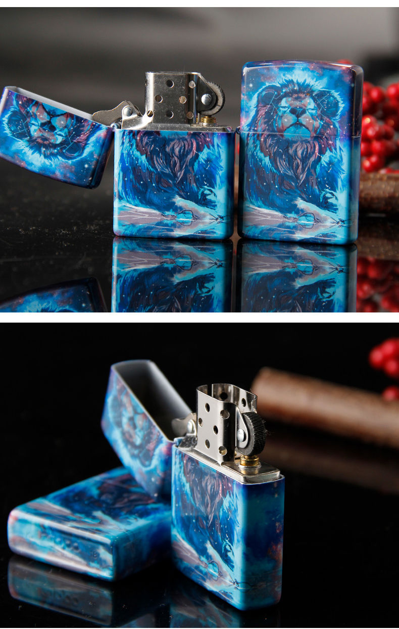 打火机zippo正版之宝官方zip彩印星空狮子防风煤油火机正品zipper个性