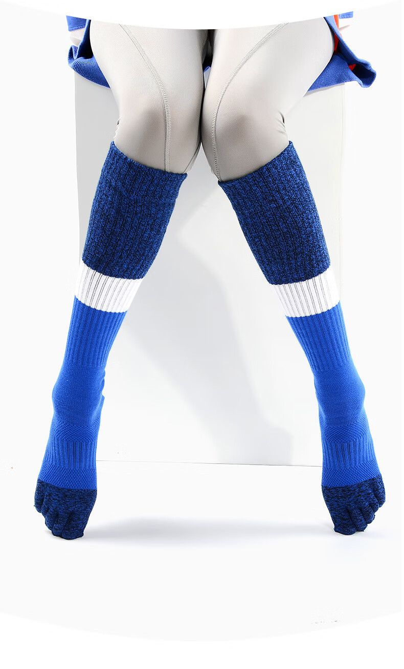 2022新款meikan瑜伽长筒袜子女深紫色高筒护腿五指袜防滑舞蹈瑜伽袜