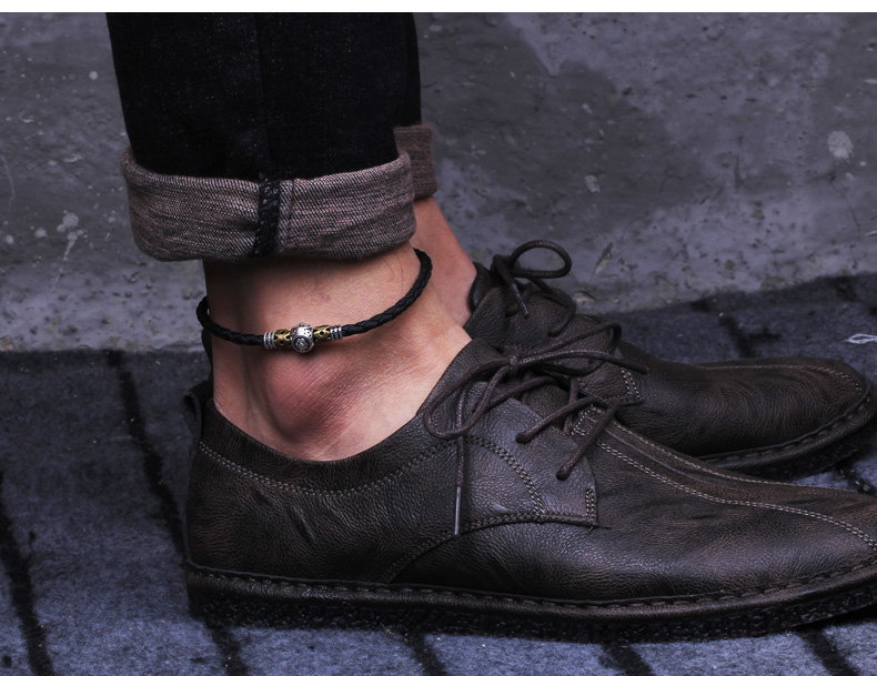 2022新款马嘉祺同款脚链脚链男个性潮酷十二星座皮绳编织绳复古嘻哈