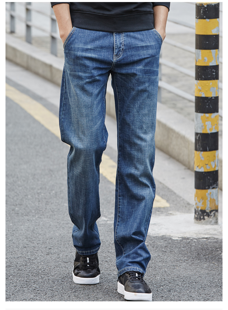 超薄牛仔裤男薄款 大牛传说夏季款牛仔裤男直筒宽松高端弹力大码新塘