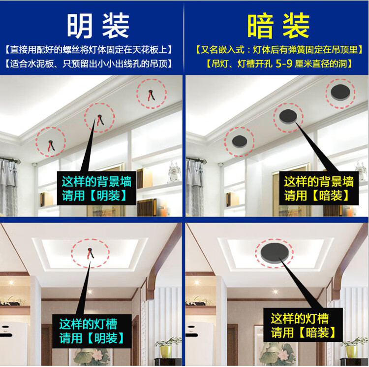 水晶过道灯走廊玄关灯入户进门厅牛眼筒灯天花吸顶灯 3w高亮彩光(暗装