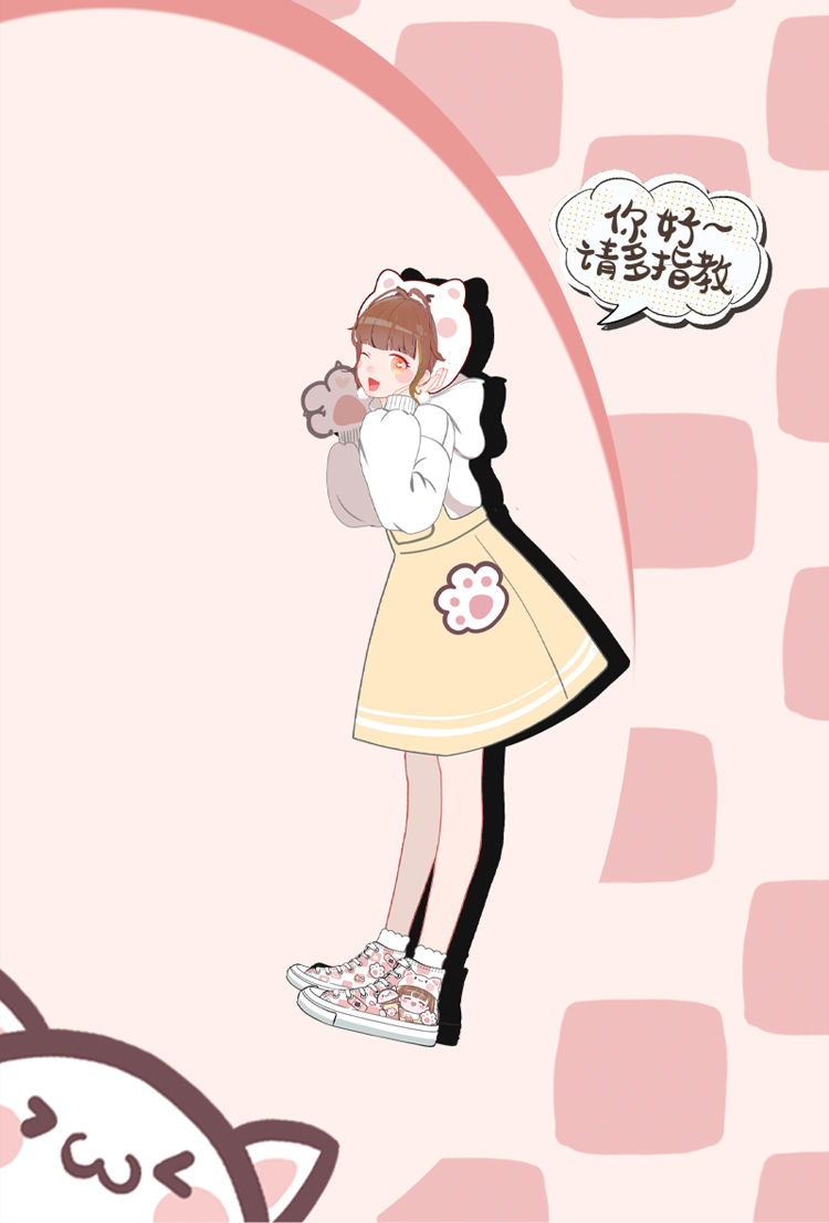 日系二次元喵喵女孩帆布鞋女高帮可爱少女心学生休闲平底手绘鞋子