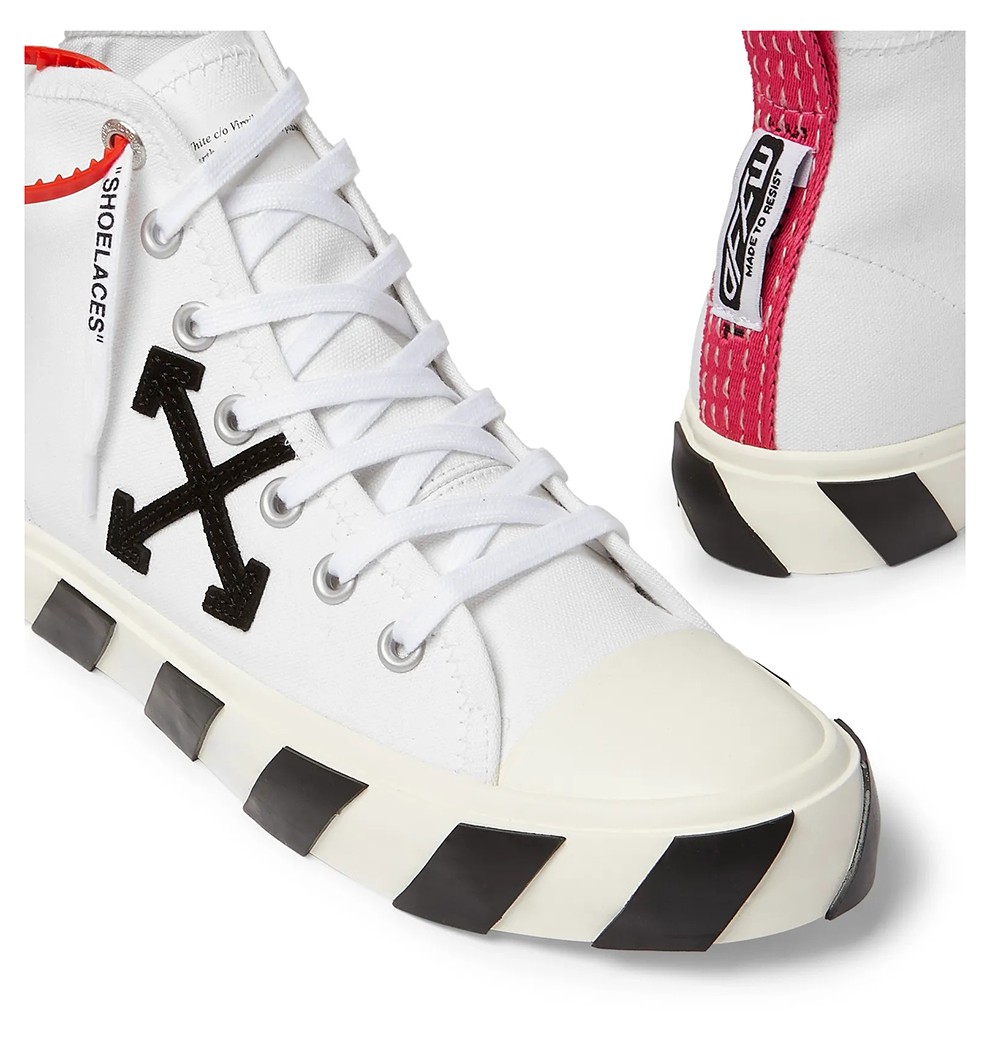 【现货】off white 2020年新款男士织物条纹系带高帮休闲运动鞋潮牌男