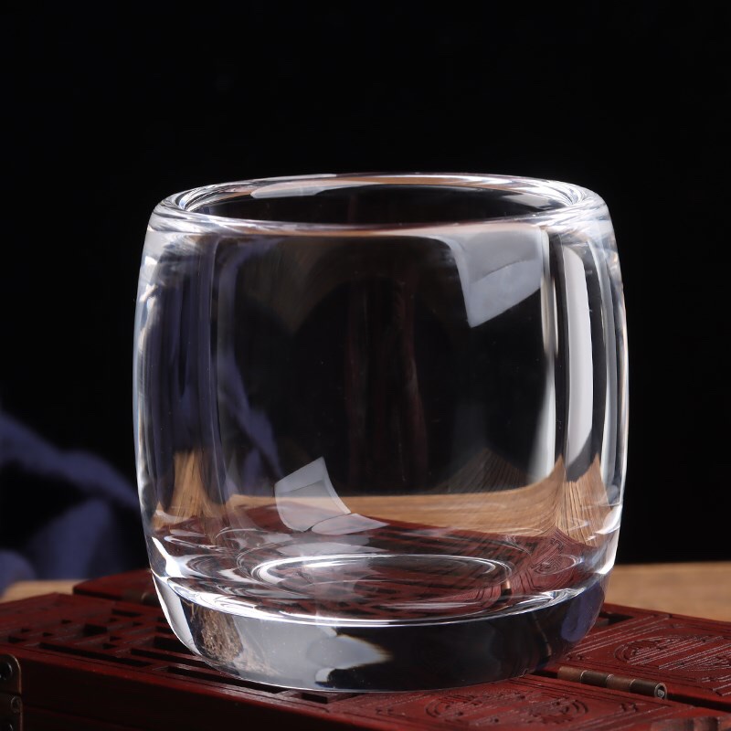 天然原石水晶茶杯高档天然原石纯手工打磨水晶茶杯品茗杯中式加厚单杯