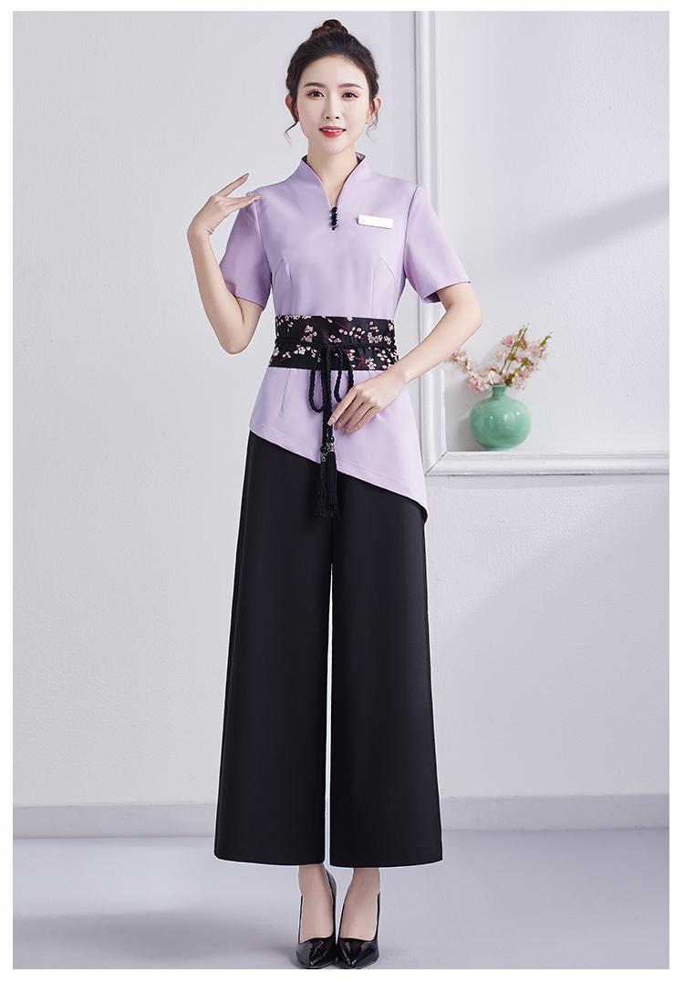 美容师工作服女夏季美容院服务员足浴技师服养生会所短袖套装定制款浅