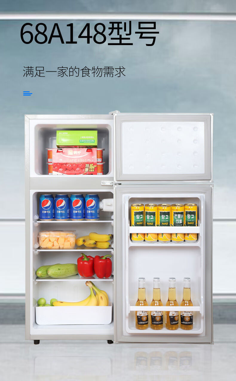 yzzn扬子迷你小冰箱小型家用学生宿舍出租房冷冻冷藏双门二人we148