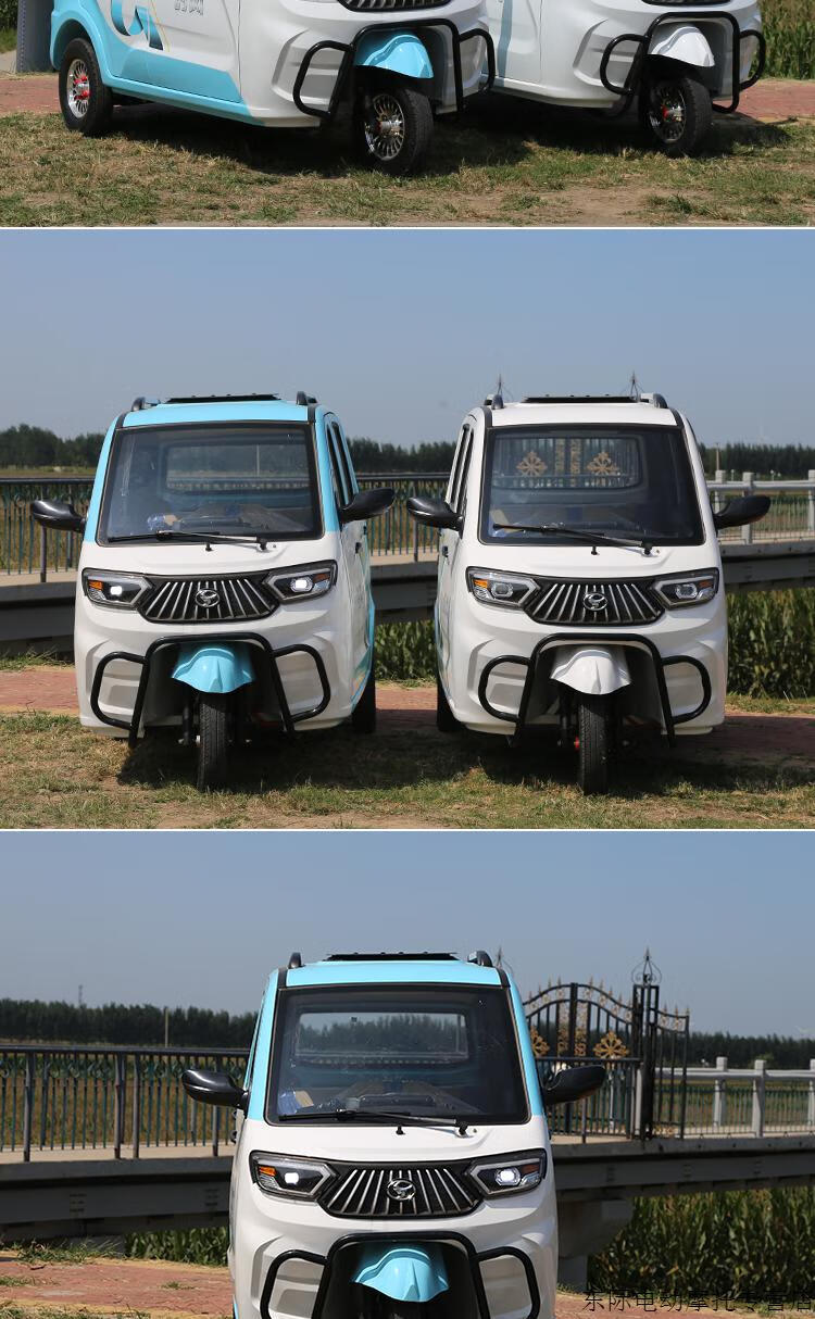 时风电动三轮车全封闭成人国标可上牌家用油电两用代步车新能源 山区