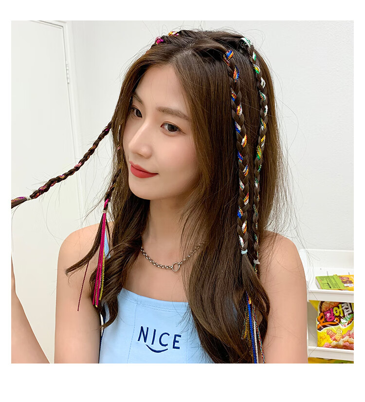 儿童编发彩绳 夏季编发彩绳儿童彩色辫子发绳编头发丝带彩带神器七彩