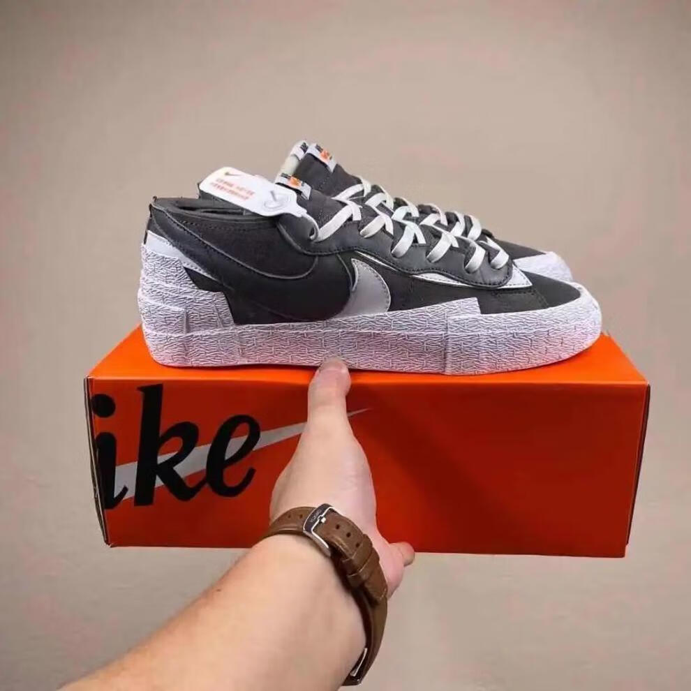 高端sacai联名款纯原开拓者倒勾双勾男鞋运动鞋女鞋低帮板鞋白橘色37