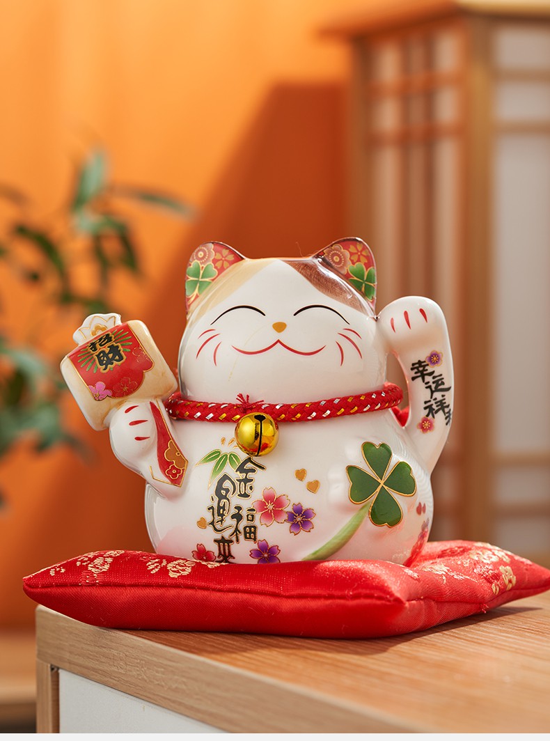 招财猫存钱罐小摆件陶瓷创意礼品家居装饰客厅店铺开业财招财猫 4.