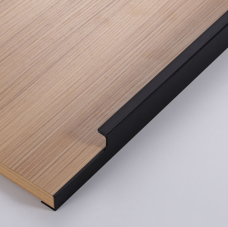 拉手隐形侧装轻奢简约衣柜门一体通体把手拇指拉手直角f款黑色300长