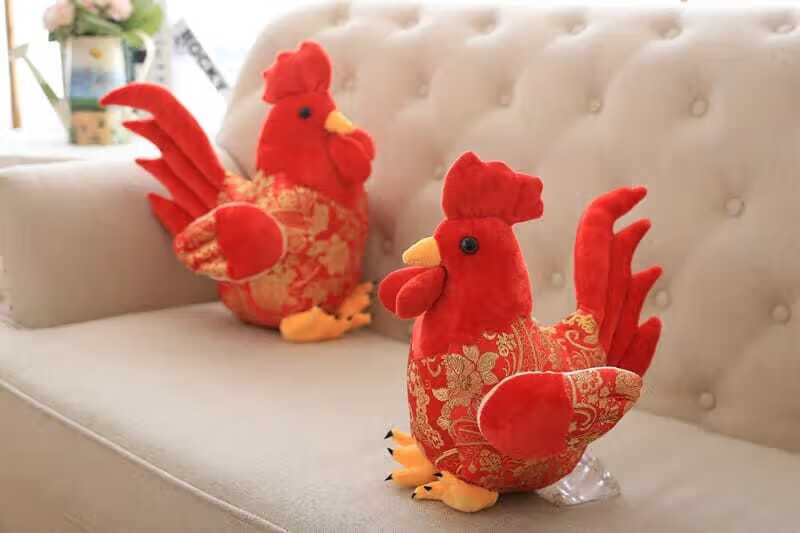 商城同款红色大公鸡公仔鸡年吉祥物毛绒玩具生肖玩偶小鸡布娃娃活动