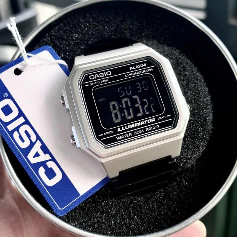 casio卡西欧 海外代购 反显黑色复古中性表电子表 男女手表黑钢b650wb