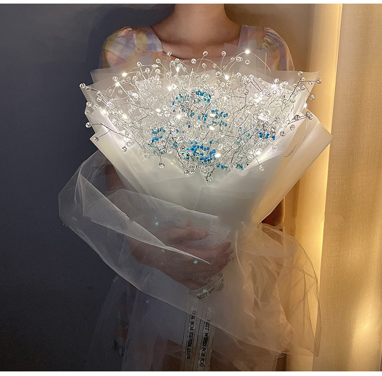 娇允满天星手工玻璃珠花束ins网红永生花表白男女生礼物闺蜜生日 星辰