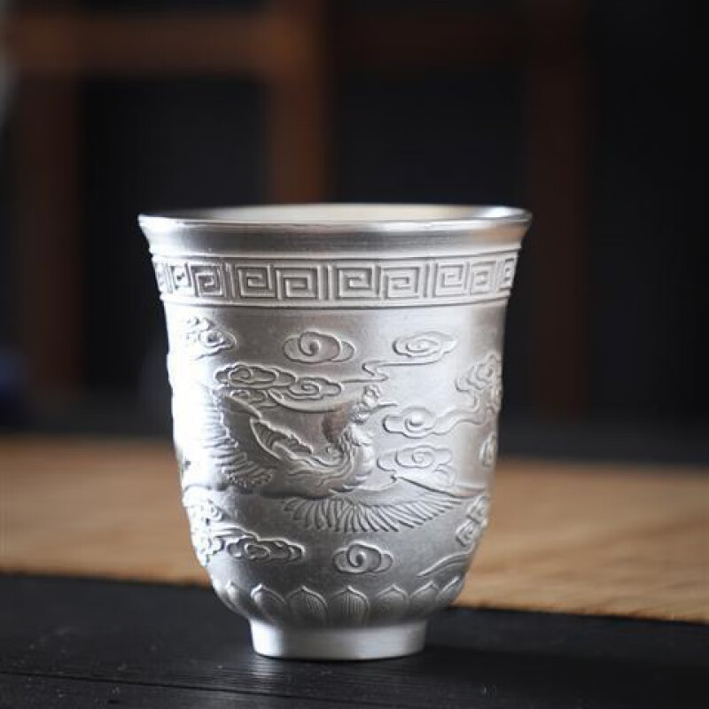 鎏银内胆大号品茗功夫茶杯对杯银酒杯 清明上河图 188ml【图片 价格