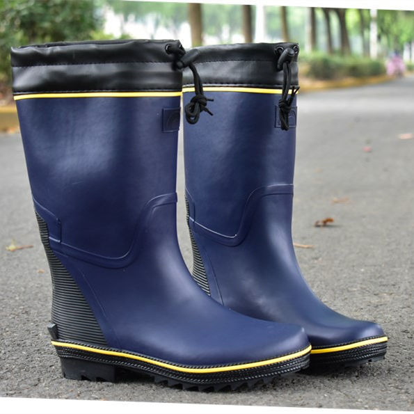 春夏男士橡胶防滑耐磨雨鞋时尚男款雨靴高筒水靴钓鱼劳保水鞋730蓝