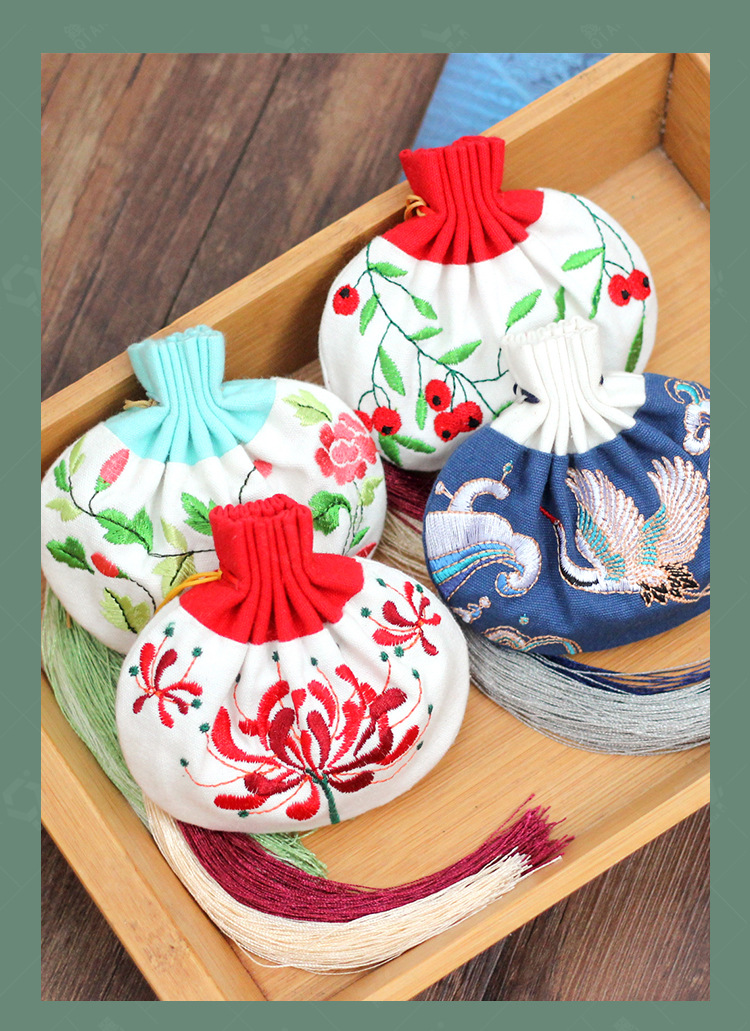 【京溪堂】刺绣香囊香包端午刺绣彼岸花真丝荷包装 端午随身荷包袋车