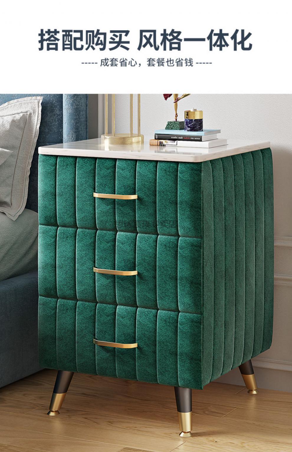 思晞轻奢网红软包床头柜现代简约仿大理石收纳柜床边储物柜卧室小柜子