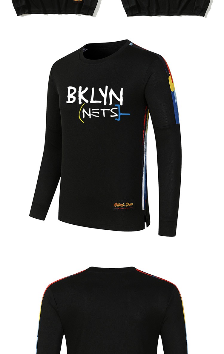 腾讯体育nba同款科比詹姆美式投篮训练服男拼色透气篮网队长袖运动速