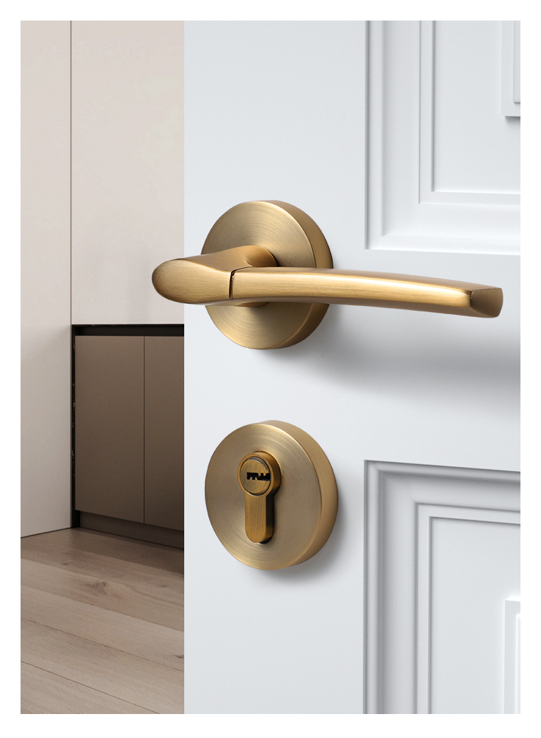 名门静音门锁室内卧室房间欧式黑色门锁带钥匙实木门简约家用锁具默认