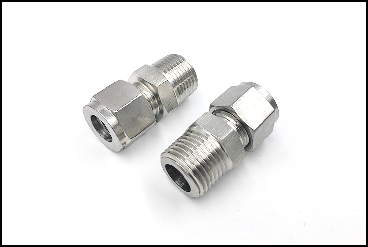 直通卡套式管接头304不锈钢外丝卡套终端接头英制6分1寸管接头3/4 zg3