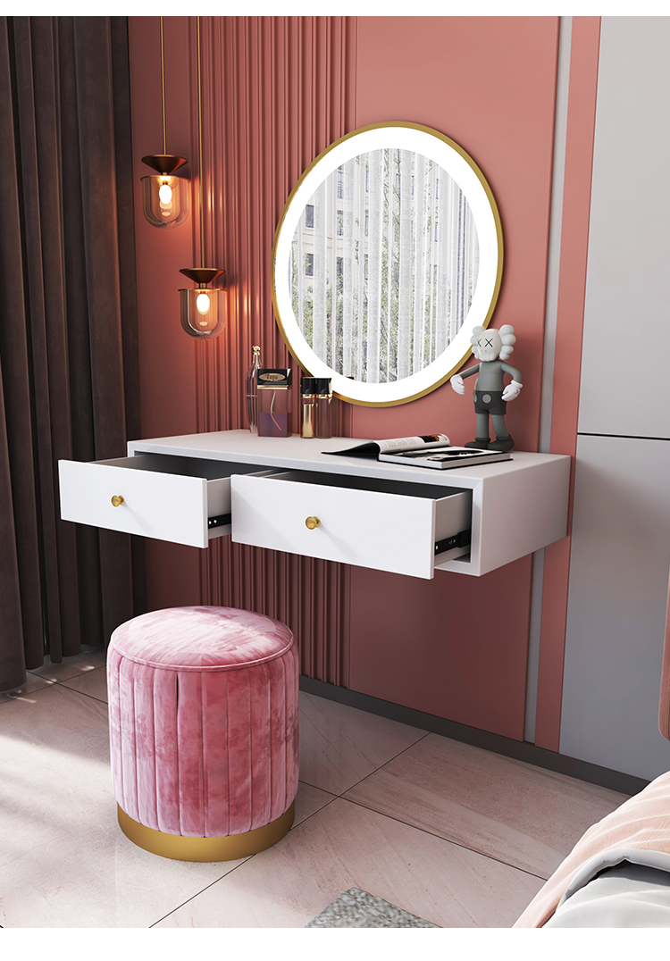 小米mi生态同款壁挂式梳妆台实木卧室小户型化妆台北欧挂墙化妆桌轻奢