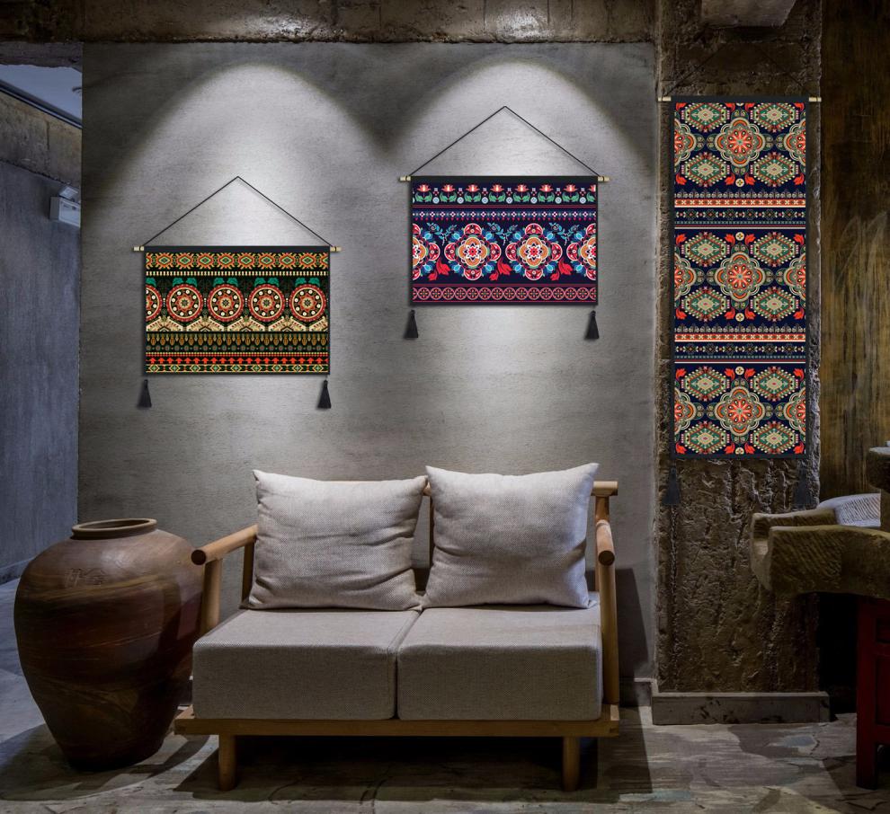 冰星梦挂毯装饰波西米亚挂布民族风布艺挂画墙面客厅卧室床头布画19宽