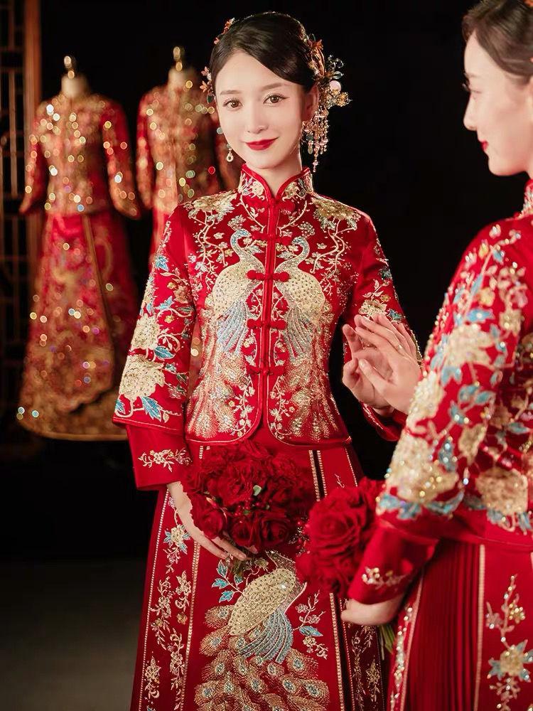 漫佩 秀禾服秋冬大·码新娘胖m加肥显瘦中式古装敬酒服孕妇秀禾特大