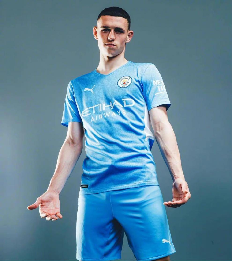 支持国货李宁曼城球衣2122主客场长短袖足球服儿童欧冠17号德布劳内