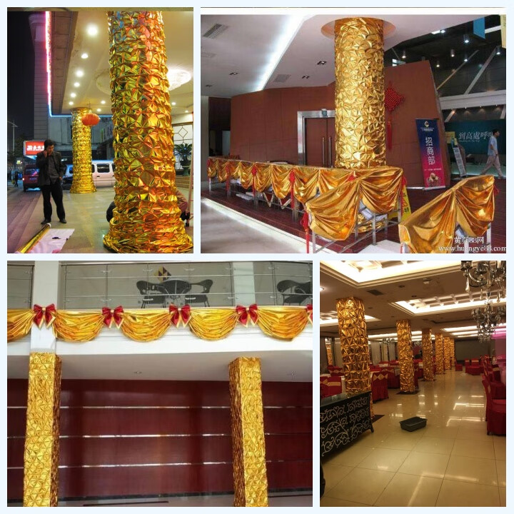 兰琦欧金布烫金布料包树包裹柱子褶皱布酒店舞台节日装饰布红婚庆金色