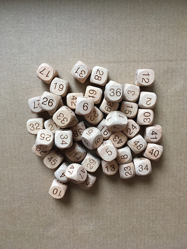 可狄 定制骰子大号空白图案点数字家务木质色子游戏道具手绘筛粒子