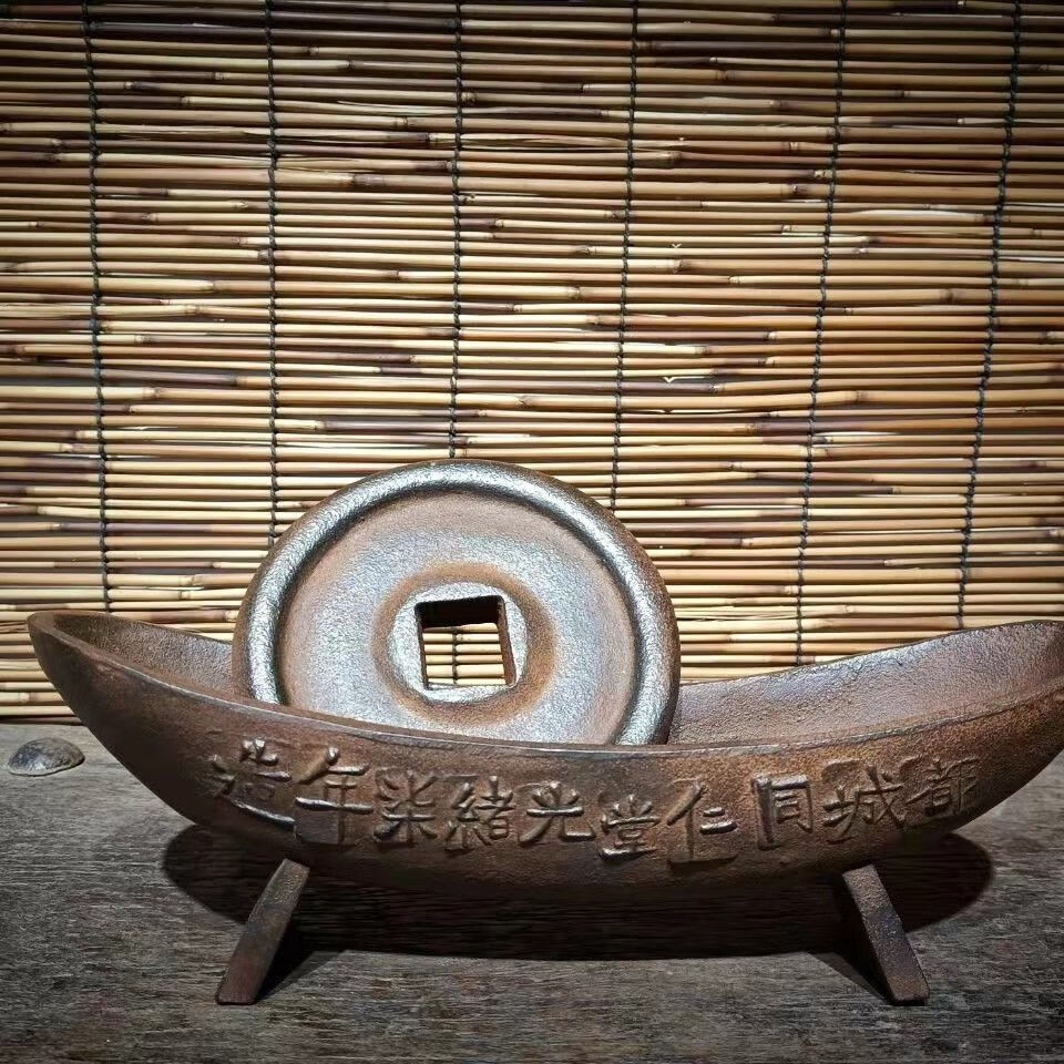 铁器仿古纯铁药碾子案头摆件居家摆设复古陈设收藏怀旧铸铁船 铁器