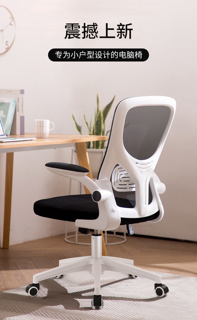古雷诺斯 电脑椅家用电脑凳中学生椅学习升降椅子书桌椅办公椅写字舒适久坐 S175-02-白黑