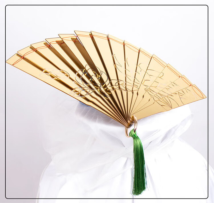 扇童磨cos道具扇子雕刻莲花鬼灭之刃cosplay金色折扇童磨扇子1个均码