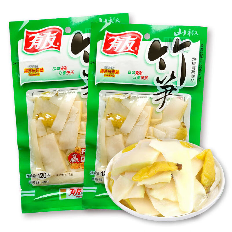 【10袋】有友山椒竹笋120g笋片脆笋零食小吃泡菜泡椒竹笋整箱批发