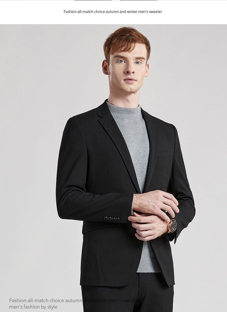 虎都商务休闲西装男套装职业正装韩版修身新郎伴郎结婚两件套礼服卡其