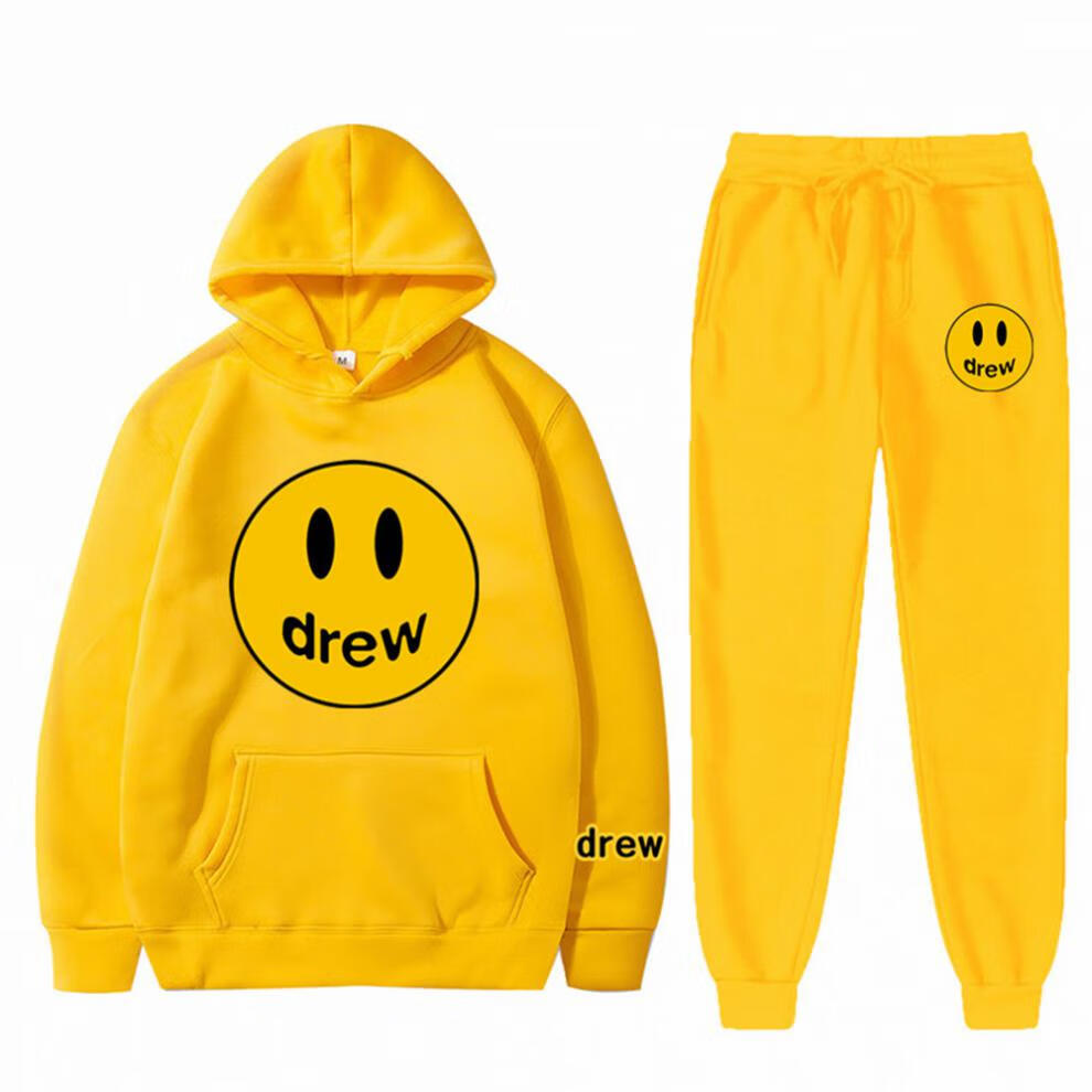 drewjustinbieberdrewhouse卫衣套装贾斯汀比伯笑脸连帽卫衣卫裤岩秦
