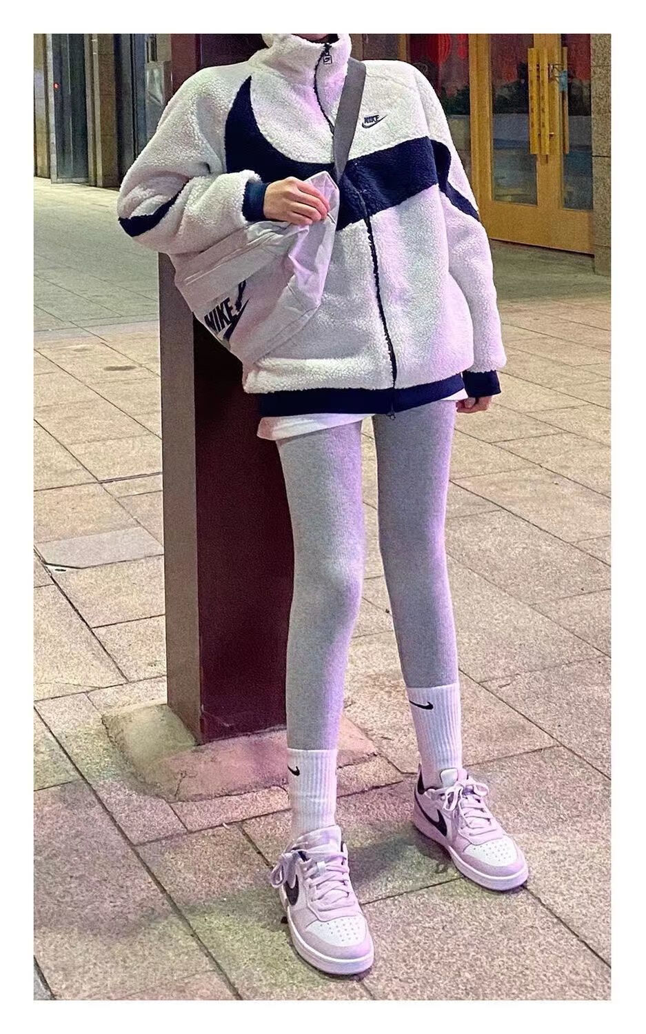 岁岁靓勾勾袜韩版高筒袜运动勾勾袜子女ins潮百搭中长筒袜配鲨鱼裤外