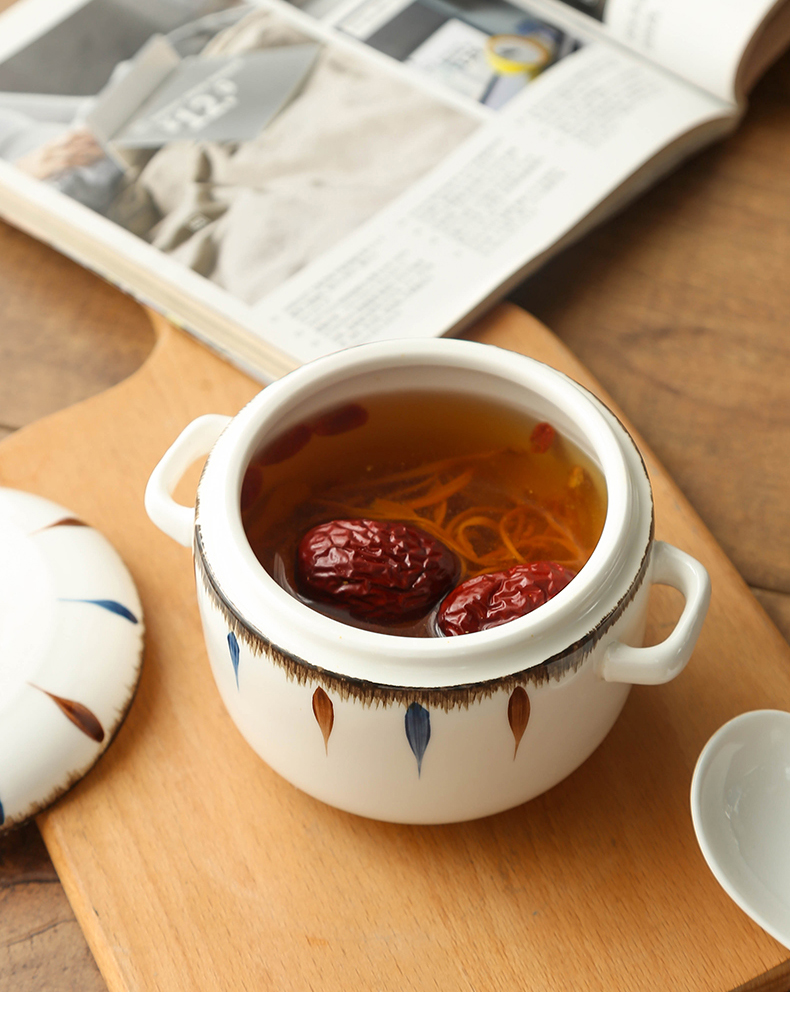 燕窝炖盅专用陶瓷 隔水炖盅日式陶瓷小汤盅带盖双盖双耳炖罐家用燕窝