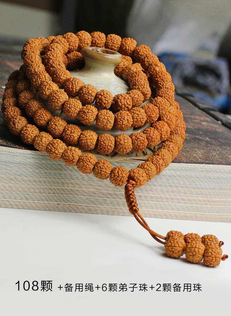 青鹊凰 天然小金刚菩提子手串108颗佛珠项链男 毛衣链龙麒纹麒麟手链