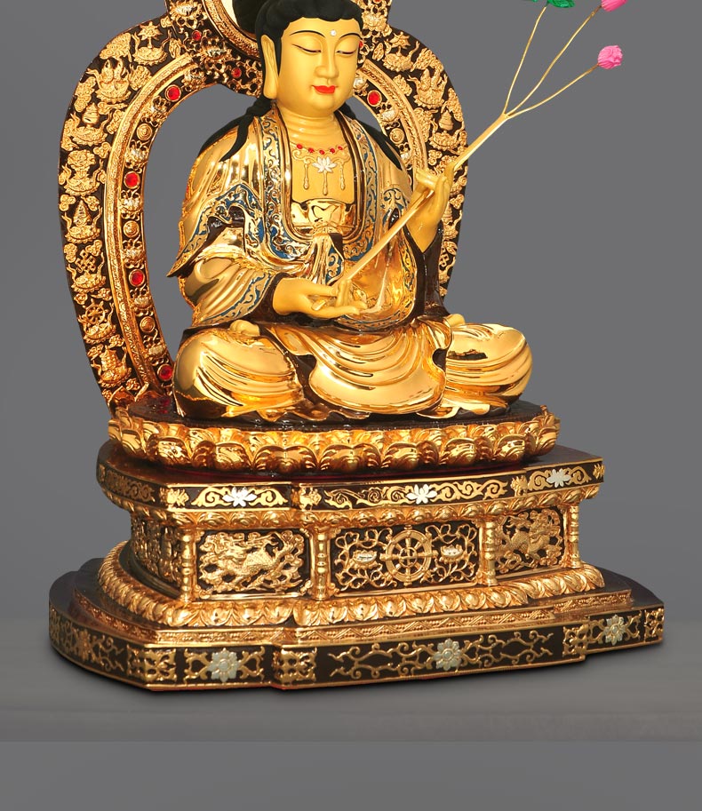 全铜24k鎏金西方三圣大势至菩萨佛像家居客厅供佛摆件工艺品19寸大势