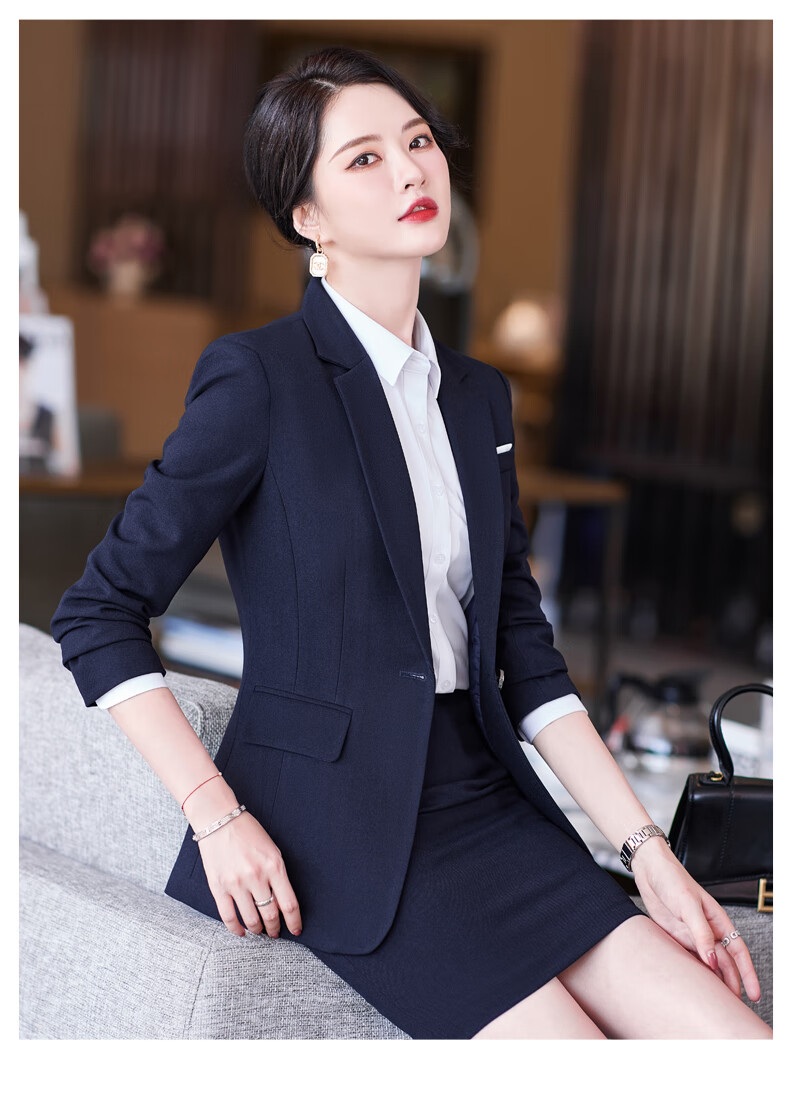 范高端职业装银行经理正装总裁白领面工作服西服外套单件蓝色西装s