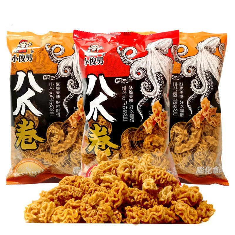 小俊男八爪卷85g水煮鱼味香辣脆八爪烧麻辣酱爆肉味怀旧食整箱八爪卷