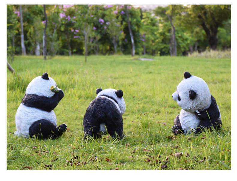 户外仿真熊猫雕塑摆件庭院装饰花园别墅院子动物园林景观公园草坪一套