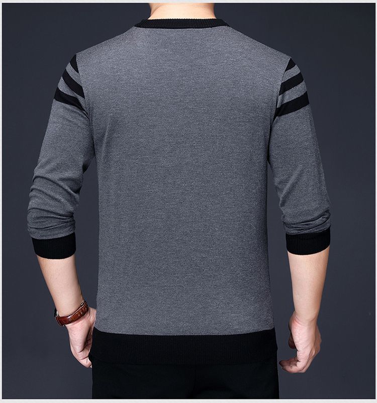 塞下南相春秋季中年男士长袖t恤圆领爸爸秋装薄款上衣中老年人秋衣