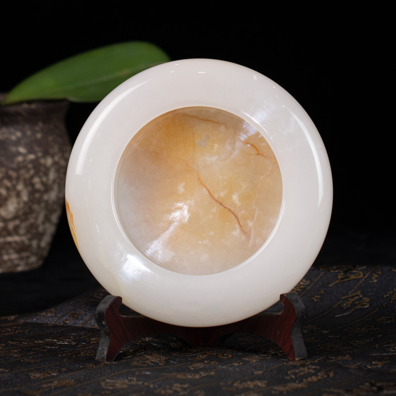 天然玉石烟灰缸天然玉石烟灰缸家用客厅轻奢高端新中式禅意办公室极简