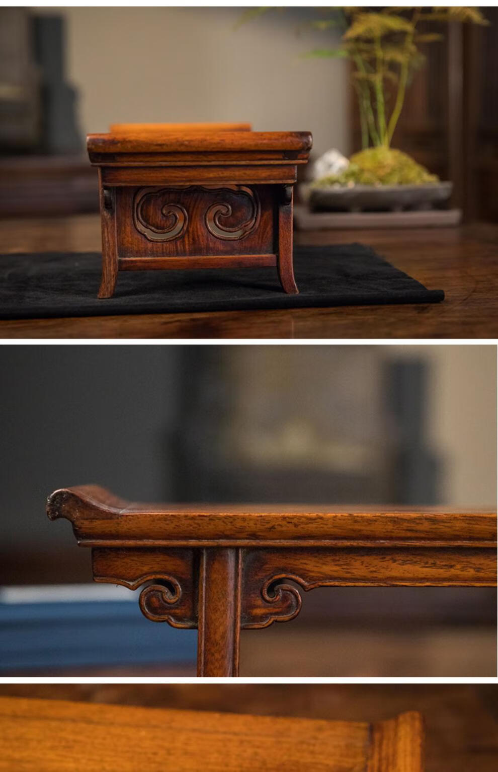 yaran culture 清代黄花梨夹头榫如意云纹翘头案中案摆件古董收藏海南